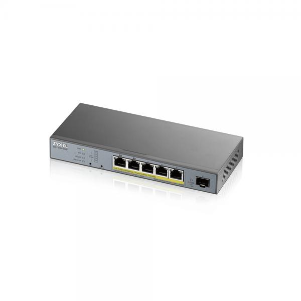 Zyxel GS1350-6HP-EU0101F switch di rete Gestito L2 Gigabit Ethernet [10/100/1000] Supporto Power over Ethernet [PoE] Grigio (Zyxel GS1350-6HP - Switch - intelligente - 5 x 10/100/1000 [PoE+] + 1 x Gi