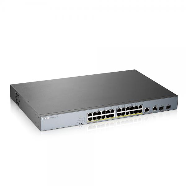 Zyxel GS1350-26HP-EU0101F switch di rete Gestito L2 Gigabit Ethernet [10/100/1000] Supporto Power over Ethernet [PoE] Grigio (ZYXEL GS1350-26HP SWITCH SMART POE+,Rack DESKTOP)