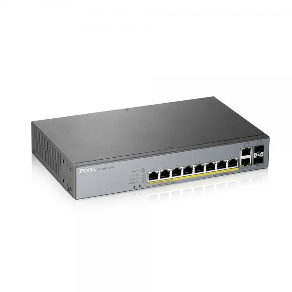 Zyxel GS1350-12HP-EU0101F switch di rete Gestito L2 Gigabit Ethernet [10/100/1000] Supporto Power over Ethernet [PoE] Grigio (Zyxel GS1350-12HP - Switch - intelligente - 8 x 10/100/1000 [PoE+] + 2 x
