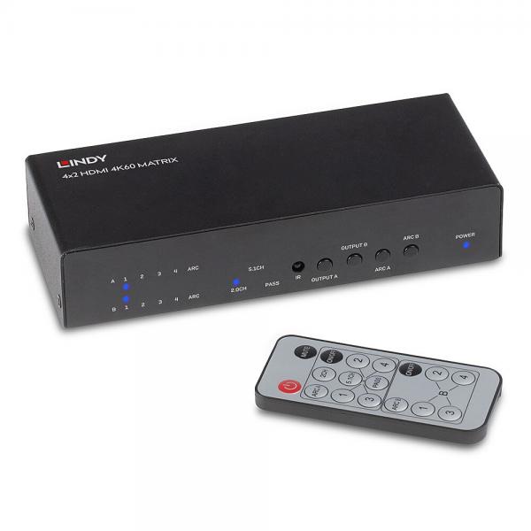 Lindy 38084 interruttore a matrice Commutatore a matrice AV (Matrix Switch, HDMI 2.0 - 18Gbps, HDCP 2.2 - Warranty: 24M)