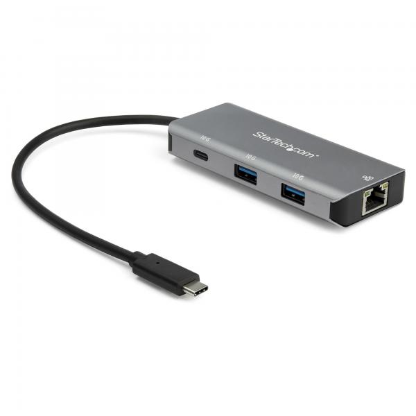StarTech.com Hub USB-C a 3 porte con Gigabit Ethernet RJ45 GbE - 2x USB-A, 1x USB-type C - Adattatore SuperSpeed 10Gbps USB 3.2 Gen 2 Tipo C - Alimentato tramite USB - Alluminio - Funziona w/TB3 (3-P
