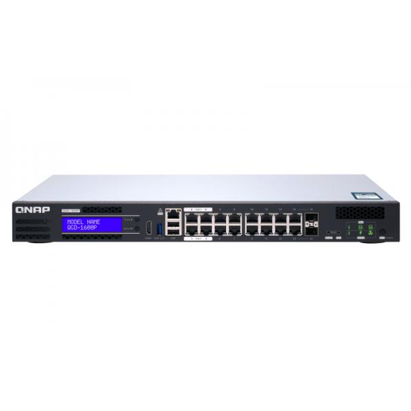 QNAP QGD-1600P Gestito Gigabit Ethernet [10/100/1000] Supporto Power over Ethernet [PoE] 1U Nero, Grigio (QGD-1600P-4G SWITCH 16 1GBE PO,QGD-1600P-4G, 32 Gbps, 16Gbps, Celeron J4115 1.8 GHz, 4 GB, 2x
