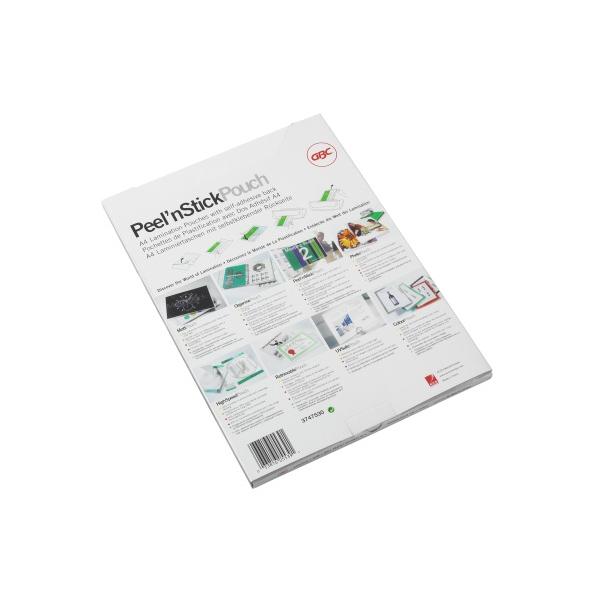 GBC Pouch plastificazione Peel`n Stick A4 2x100 mic lucide [100] (GBC 41666E A4 Peel n Stick Gloss Pouch 100 Micron 100Pk)