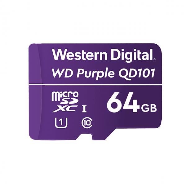 Western Digital WD Purple SC QD101 64 GB MicroSDXC Classe 10 (WD Purple SC QD101 memory - card 64 GB MicroSDXC Class 10 - WD Purple SC QD101, 64 GB, MicroSDXC, Class 10, Class 1 [U1], Purple - Warran