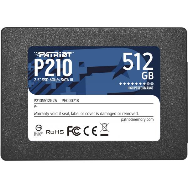Patriot Memory P210 512 GB 2.5 Serial ATA III (Patriot P210 [P210S512G25] 512GB 2.5 Inch SSD, Sata 3 Interface, Read 520MB/s, Write 430MB/s, 3 Year Warranty)