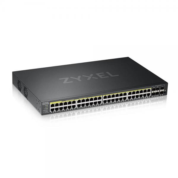 Zyxel GS2220-50HP-GB0101F switch di rete Gestito L2 Gigabit Ethernet [10/100/1000] Supporto Power over Ethernet [PoE] Nero (GS2220-50HP 48-PORT GBE L2 POE - SWITCH WITH GBE UPLINK)