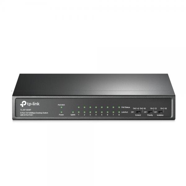 TP-Link TL-SF1009P switch di rete Non gestito Fast Ethernet [10/100] Supporto Power over Ethernet [PoE] Nero (TP-LINK 9PT 10/100 MBPS DT SWT 8PT POE)