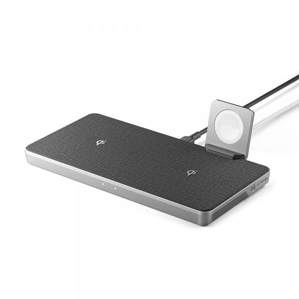 ALOGIC UP2QC10AWM-SGR Caricabatterie per dispositivi mobili Universale Nero, Grigio USB Carica wireless Ricarica rapida Interno (ALOGIC Ultra Power 3-in-1 tr?dl?s opla)