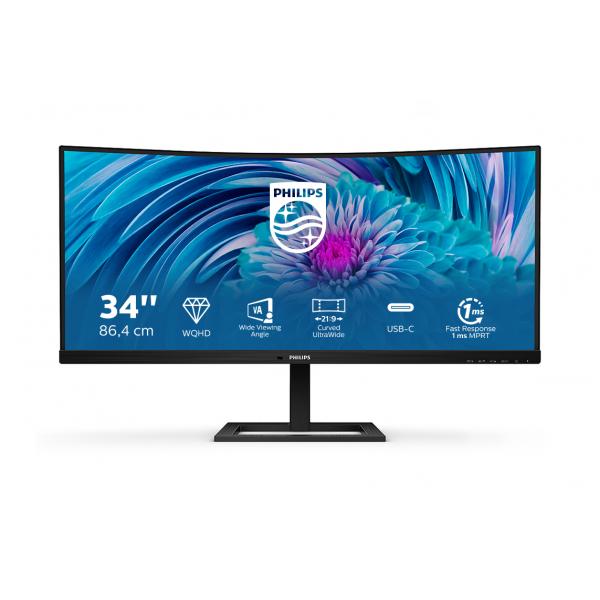 Philips E Line 346E2CUAE/00 Monitor PC 86,4 cm [34] 3440 x 1440 Pixel Wide Quad HD+ LCD Nero (Philips E-line 346E2CUAE - Monitor a LED - curvato - 34 - 3440 x 1440 UWQHD @ 100 Hz - VA - 300 cd/m? - 3