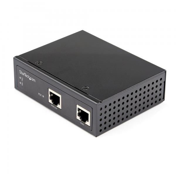 StarTech.com PoE Injector Gigabit Industriale - Alta velocità/alta potenza 90W - 802.3bt PoE++ 48V-56VDC - Iniettore PoE++ montabile su guida DIN UPoE/ Adattatore PoE Power Over Ethernet -40C a +75C