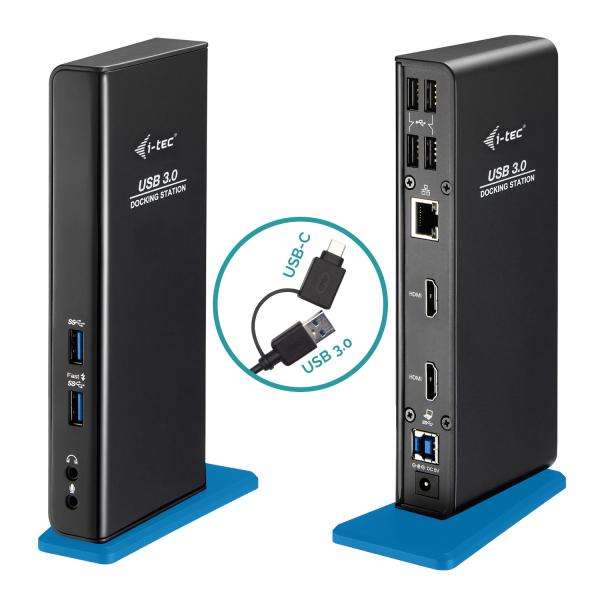 i-tec U3DUALHDMIDOCKUK replicatore di porte e docking station per laptop Cablato USB 3.2 Gen 1 [3.1 Gen 1] Type-A Nero (I-TEC USB 3.0/USB-C DUAL HDMI - DOCKING STATION)