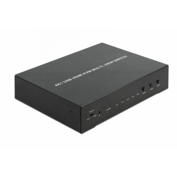DeLOCK KVM 4 in 1 Multiview Switch 4 x HDMI con USB 2.0 (Delock 4 in 1 Multiview - KVM / audio)
