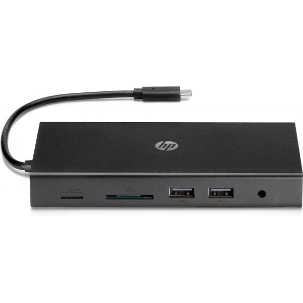 HP Hub multiporta USB-C da viaggio (Travel USB-C Multi Port Hub - 1C1Y5AA, Wired, USB 3.2 Gen 1 - [3.1 Gen 1] Type-C, 10,100,1000 Mbit/s, Black, MicroSD [TransFlash], SD, China - Warranty: 3M)