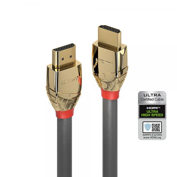 Lindy 37603 cavo HDMI 3 m HDMI tipo A [Standard] Grigio (3M ULTRA HIGH SPEED HDMI KABEL - GOLD LINE)