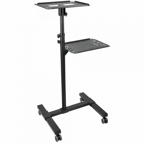 StarTech.com Supporto per proiettore e laptop mobile - Carrello portatile per proiettore resistente [2 ripiani, reggono 10kg ciascuno] - Supporto videoproiettore regolabile in altezza con ruote blocc