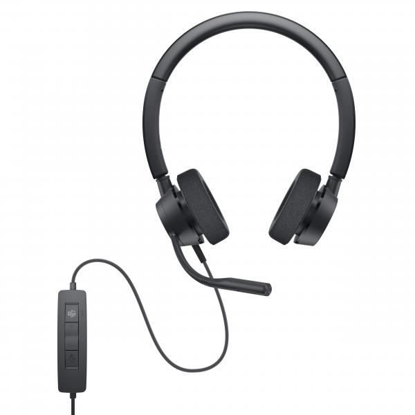 DELL Pro Stereo Headset - WH3022 (Pro Stereo Headset WH3022 - WH3022, Headset, Head-band, - Office/Call center, Black, Status, Wired - Warranty: 12M)