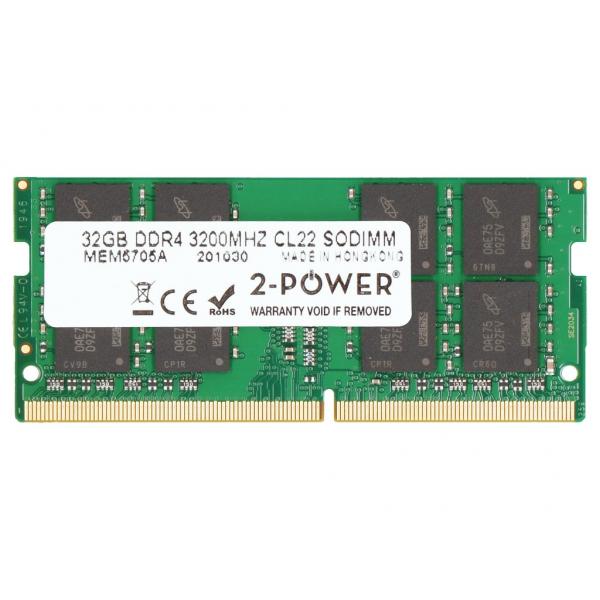 2-Power 2P-CT32G4SFD832A memoria 32 GB 1 x 32 GB DDR4 260-pin SO-DIMM (32GB DDR4 3200MHz CL22 SODIMM)