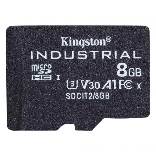 Kingston Technology Scheda microSDHC Industriale 8GB C10 A1 pSLC Confezione Singola senza Adattatore (Kingston Industrial - flashhukommelses)