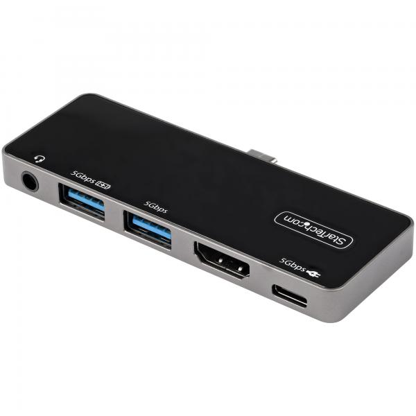 StarTech.com Adattatore Multiporta USB C a HDMI 4K 60Hz, Hub USB 3.0 a 3 porte, HDMI 2.0 Audio - USB-C Mini Docking station con 100W Power Delivery per Pc/notebook - Dock da viaggio universale USB Ty