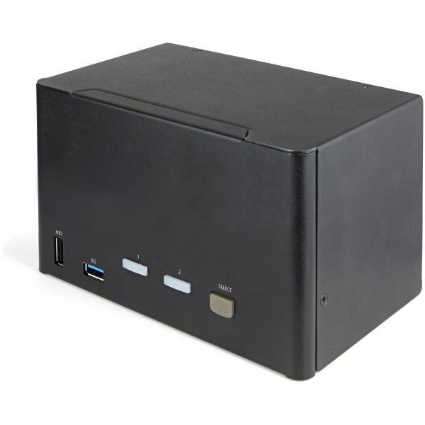 StarTech.com KVM Switch DisplayPort a 2 porte e 4 monitor - 4K 60Hz UHD HDR - KVM per desktop PC 4K DP 1.2 con hub USB 3.0 a 2 porte [5Gbps] e 4 porte USB 2.0 HID, audio - Commutazione con tasti rapi