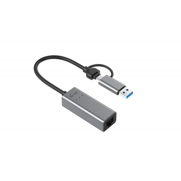 i-tec Metal USB-C/USB-A 2.5Gbps Ethernet Adapter (I-TEC USB-C 2.5GBPS LAN ADAPTER - I-TEC USB-C METAL ETHERNET)