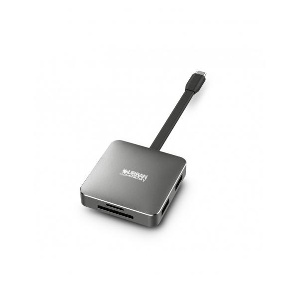 Urban Factory HUBEE LIGHT USB 3.2 Gen 1 [3.1 Gen 1] Type-C Grigio (TYPE-C STATION TRAVEL 1X USB-A - 3.0 VGA/HDMI 4K SIDEREAL GRAY)