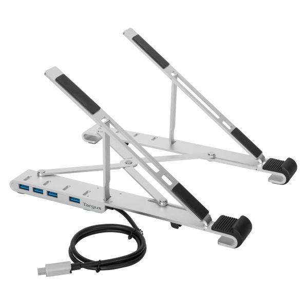 Targus AWU100205GL supporto per laptop Supporto per computer portatile Argento 39,6 cm [15.6] (PORTABLE STAND AND USB-A HUB - )