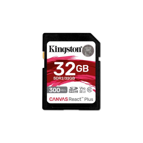 Kingston Technology 32GB Canvas React Plus SDHC UHS-II 300R/260W U3 V90 for Full HD/4K/8K (SD Card 32GB Kingston SDHC React+ 300)