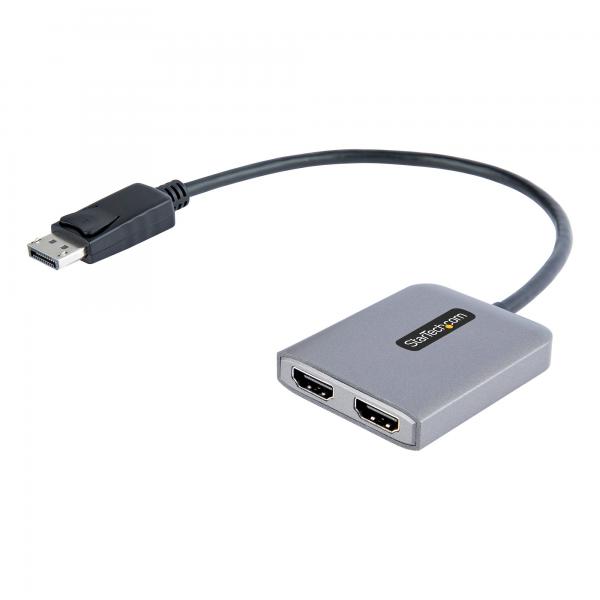 StarTech.com Adattatore da DisplayPort a HDMI - DisplayPort 1.4 MST Hub con cavo da 30 cm - Convertitore DP Doppio HDMI 4K 60Hz - Splitter HUB Multi Stream Trasport DP 1.4 a 2x HDMI - HUB HDMI - DSC