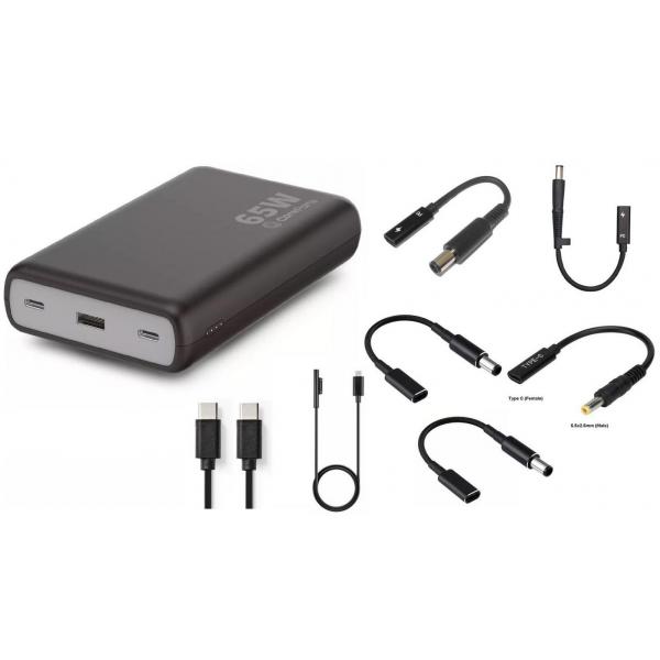 CoreParts MBX-PB007 batteria portatile Nero (USB-C PD65W Power bank 20.000 - mAh W126091221, Black, with 7 - different connectors for Mobile phone/Smartphone, Portable speaker, Smartwatch, - Warranty