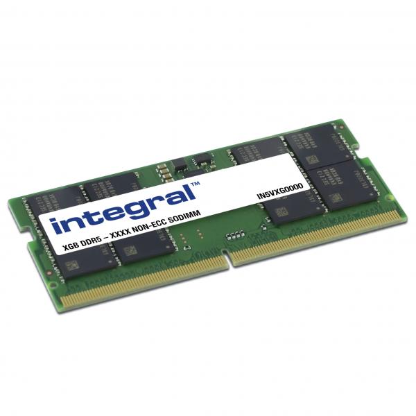 Integral IN5V8GNHWBX memoria 8 GB 1 x 8 GB DDR5 262-pin SO-DIMM (8GB LAPTOP RAM MODULE DDR5 4800MTs PC5-38400 UNBUFFERED NON-ECC SODIMM 1.1V 1GX16 CL40 INTEGRAL)