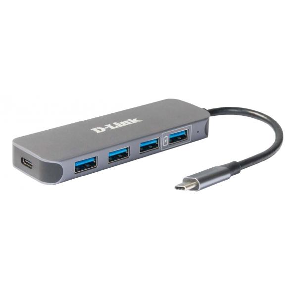 D-Link DUB-2340 hub di interfaccia USB tipo-C 5000 Mbit/s Grigio (USB-C 4-PORT USB 3.0 HUB)