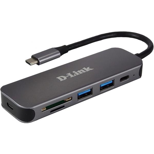 D-Link DUB-2325 USB tipo-C 5000 Mbit/s Grigio (5-IN-1 USB-C HUB W CARD READER)