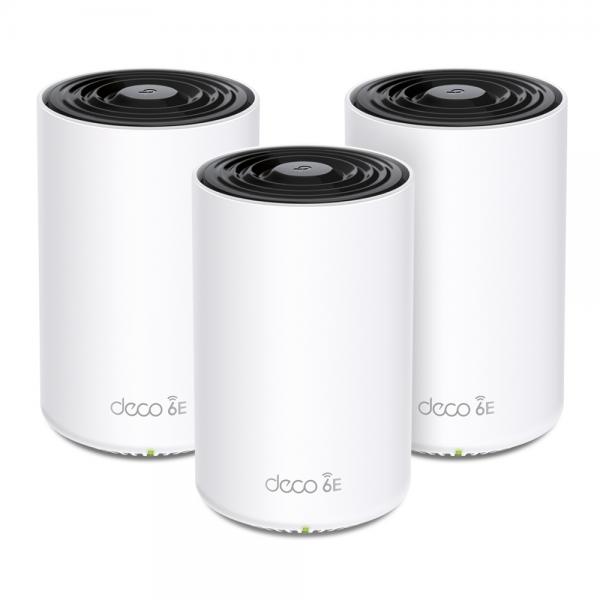 TP-Link Deco XE75 Pro [3-pack] Tri-band [2,4 GHz/5 GHz/6 GHz] Wi-Fi 6E [802.11ax] Bianco Interno (TP-Link Deco XE75 Pro V1 - Wi-Fi system - [3 routers] - up to 7,200 sq.ft - mesh 1GbE, 2.5GbE - Wi-Fi