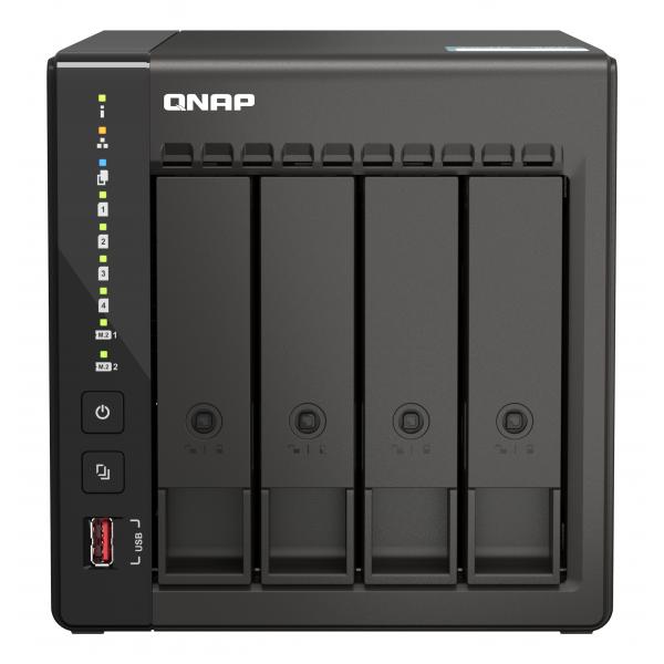 QNAP TS-453E NAS Tower Intel® Celeron® J6412 8 GB 0 TB QNAP QTS Nero (QNAP TS-453E - NAS server - 4 bays - SATA 6Gb/s - RAID 0, 1, 5, 6, 10, 50, JBOD, 60 - RAM 8 GB - 2.5 Gigabit Ethernet - iSCSI sup