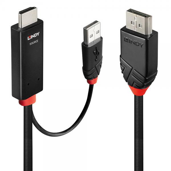 Lindy 41500 cavo e adattatore video 3 m HDMI + USB Type-A DisplayPort Nero (3M HDMI TO DISPLAYPORT CABLE - )