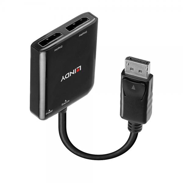 Lindy 38430 hub di interfaccia DisplayPort 21600 Mbit/s Nero (2 Port DisplayPort 1.2 - splitter - Warranty: 24M)