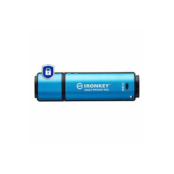 Kingston Technology IronKey 64GB USB-C Vault Privacy 50C crittografia AES-256, FIPS 197 (KINGSTON 64GB USB-C IronKey Vault 50C)