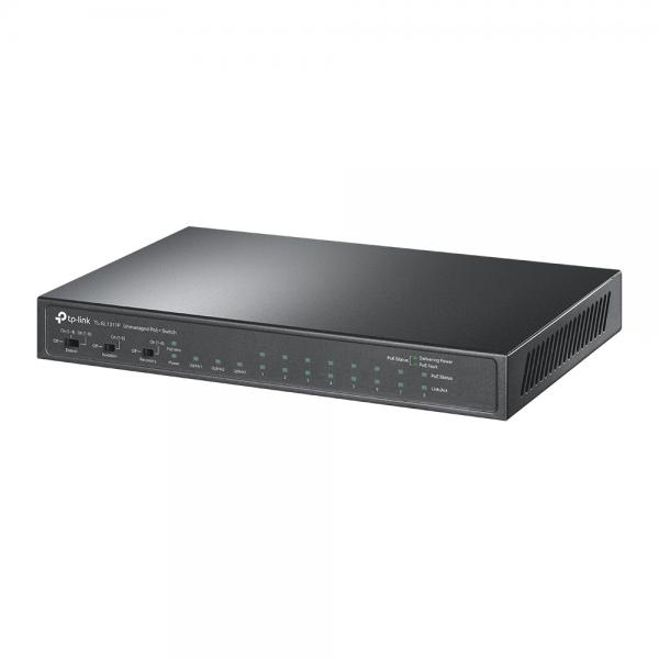 TP-Link TL-SL1311P switch di rete Fast Ethernet [10/100] Supporto Power over Ethernet [PoE] Nero (TP-Link TL-SL1311P V1.6 - Switch - unmanaged - 8 x 10/100 [PoE+] + 2 x 10/100/1000 + 1 x 1000Base-X S