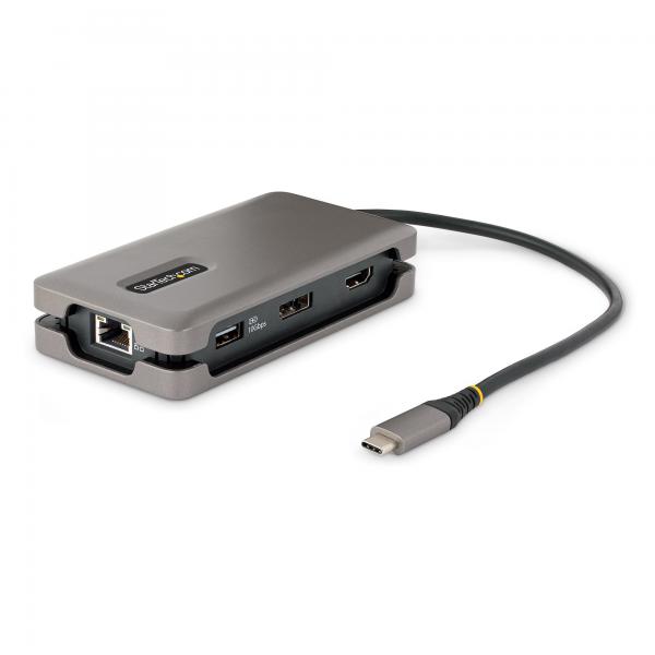 StarTech.com Adattatore Multiporta USB-C - Docking Station USB Type C con HDMI/DP 4K60Hz - Hub USB a 3 porte [1x ricarica] - PD 100W - GbE - ConvertitoreMini Dock USB-C HDMI/DP - Cavo Integrato avvo