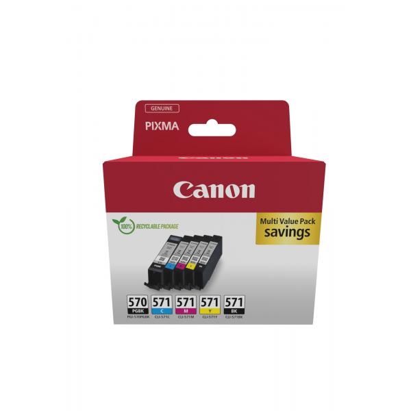 Canon 0372C006 cartuccia d'inchiostro 5 pz Originale Nero, Ciano, Magenta, Giallo (CANON PGI-570/CLI-571 PGBK/C/M/Y/BK)
