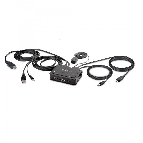 StarTech.com C2-H46-UAC-CBL-KVM switch per keyboard-video-mouse [kvm] Nero (2-PORT COMPACT 4K KVM SWITCH - USB-A/USB-C CABLE KVM SWITCH)