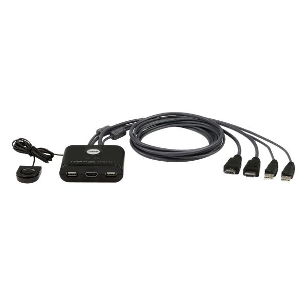 ATEN Switch KVM cablato HDMI FHD USB a 2 porte (ATEN 2-Port USB FHD HDMI Cable KVM Swi)