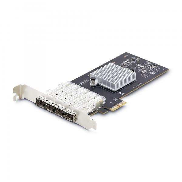 StarTech.com Scheda di rete SFP GbE a 4 porte, PCIe 2.0 x2 [compatibile x4, x8, x16], Controller Intel I350-AM4 4x 1GbE, 1000BASE rame/fibra ottica, NIC Gigabit Ethernet per desktop/server - Windows