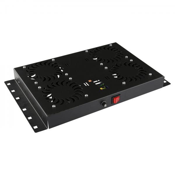 Lanview RAF120BL porta accessori Pannello per ventola (4 FANS, ANALOG THERMOSTAT - CONTROLLED FAN MODULE BLACK - Warranty: 24M)
