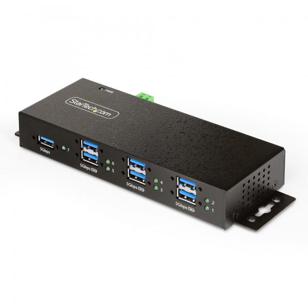 StarTech.com Hub USB gestito a 7 Porte con 7x USB-A, Alloggiamento industriale in metallo resistente, Protezione ESD e contro le sovratensioni, Montabile a parete/scrivania/supporto, USB 3.0/3.1/3.2