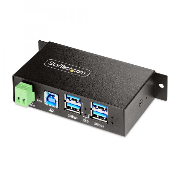 StarTech.com Hub USB gestito a 4 Porte con 4x USB-A, Alloggiamento industriale in metallo resistente, Protezione ESD e contro le sovratensioni, Montabile a parete/scrivania/supporto, USB 3.0/3.1/3.2