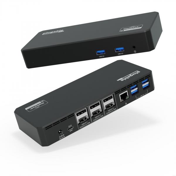 Plugable Technologies UD-6950PDZ-UK replicatore di porte e docking station per laptop Cablato USB 3.2 Gen 1 [3.1 Gen 1] Type-C Nero (Plugable USBC Triple Display Dock 100w)
