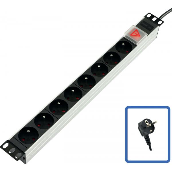 Lanview TUPS031 unità di distribuzione dell'energia [PDU] 1U Nero (POWER STRIP 19 - 8 WAY - - FULL ALUMINIUM WITH ON/OFF S - Warranty: 24M)