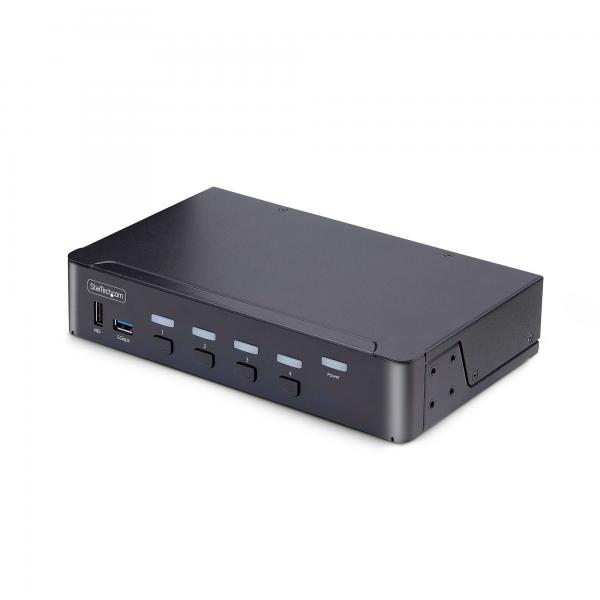 StarTech.com KVM Switch DisplayPort a 4 porte, 8K 60Hz / 4K 144Hz, Display singolo, DP 1.4, 2x USB 3.0, 4x USB 2.0 HID, Commutazione con pulsanti e tasti di scelta rapida, Conforme TAA - Indipendente